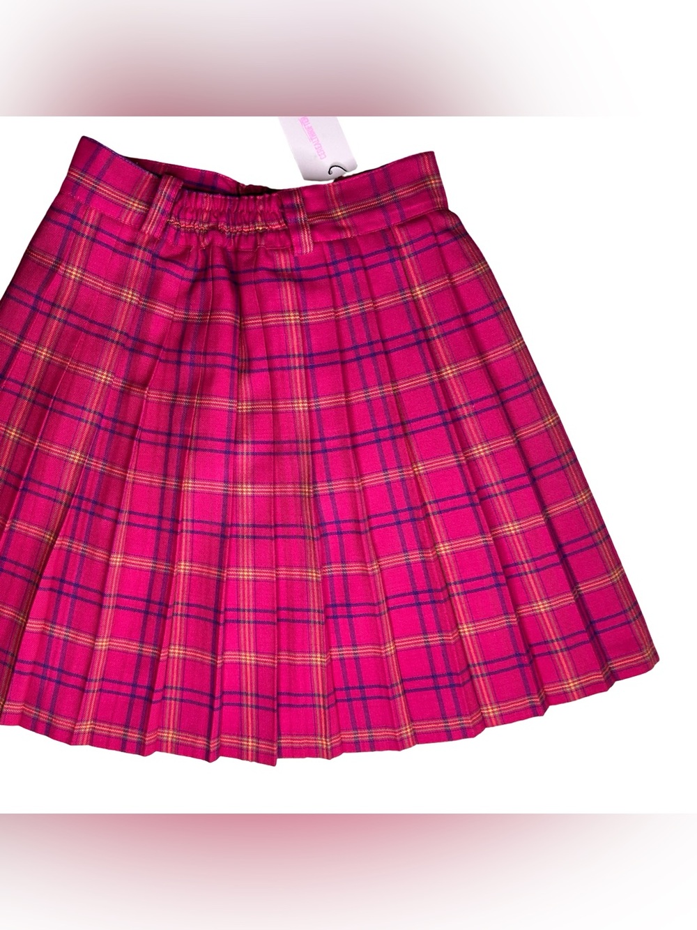 Vintage Hot Pink Tartan Plaid Pleated Skirt